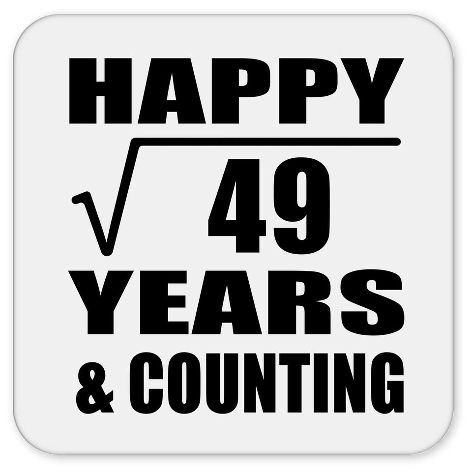 Happy 7th Anniversary Square Root of 49 Years & Counting - Drink Coaster