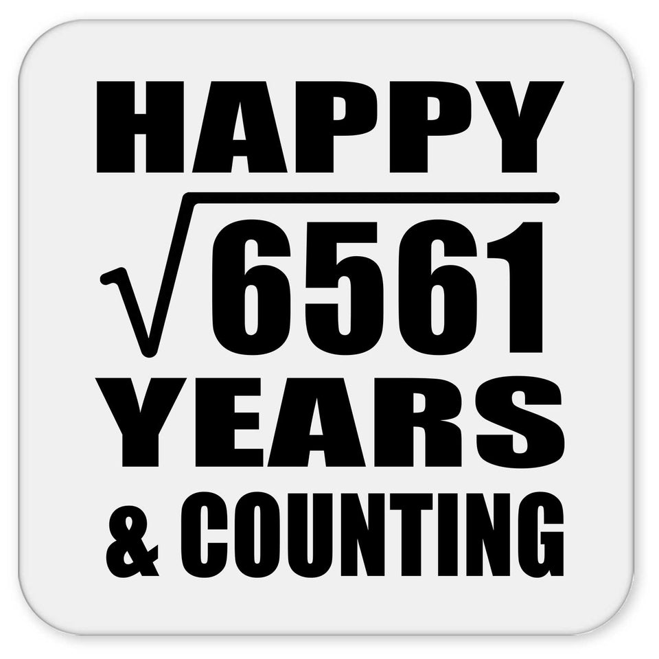 Happy 81st Anniversary Square Root of 6561 Years & Counting - Drink Coaster