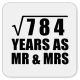 28th Anniversary Square Root of 784 Years As Mr & Mrs - Drink Coaster
