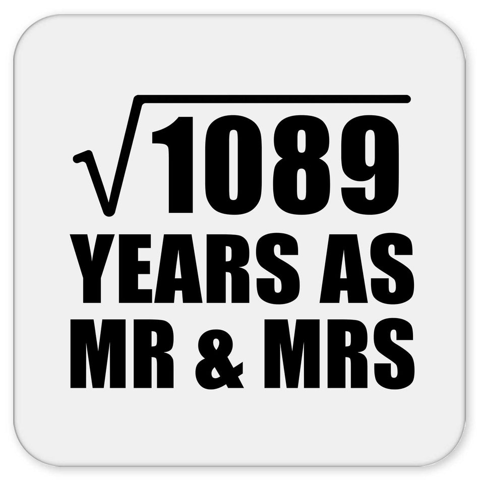 33rd Anniversary Square Root of 1089 Years As Mr & Mrs - Drink Coaster