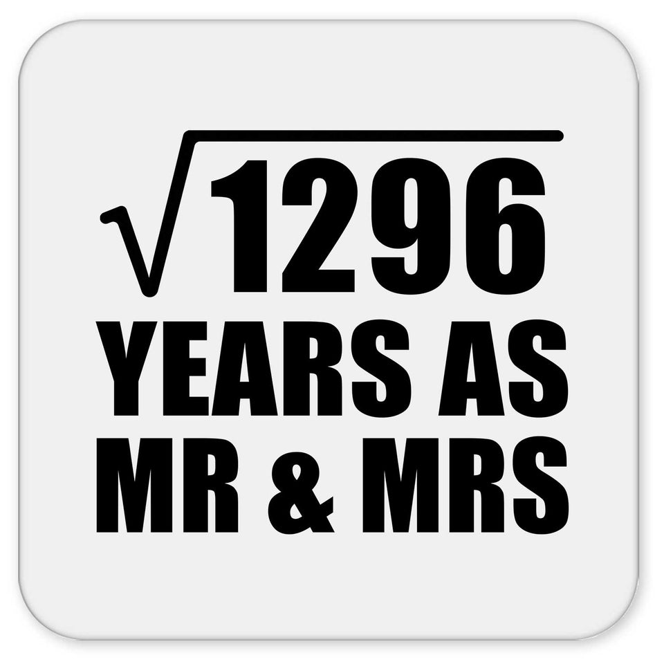 36th Anniversary Square Root of 1296 Years As Mr & Mrs - Drink Coaster