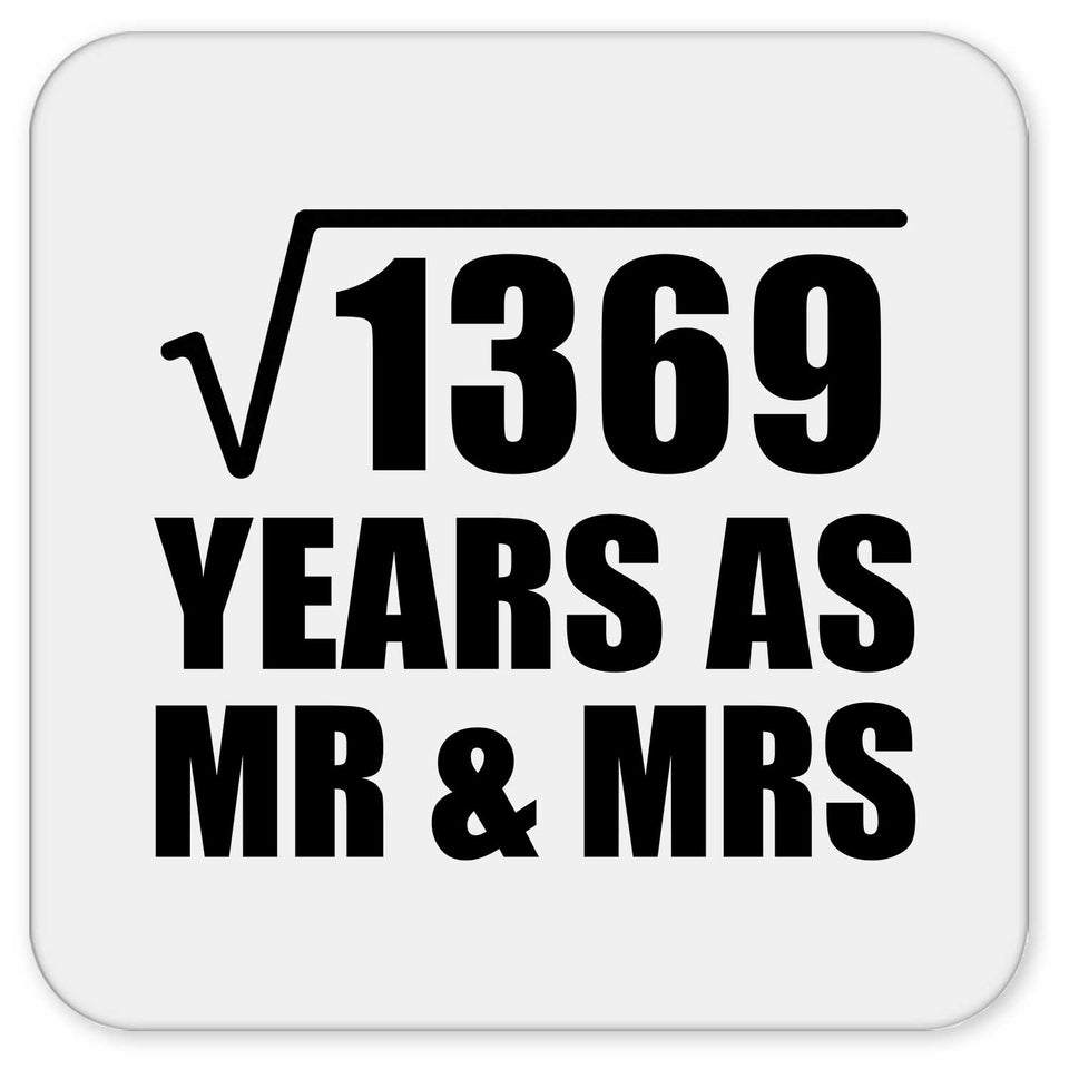37th Anniversary Square Root of 1369 Years As Mr & Mrs - Drink Coaster