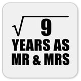 3rd Anniversary Square Root of 9 Years As Mr & Mrs - Drink Coaster