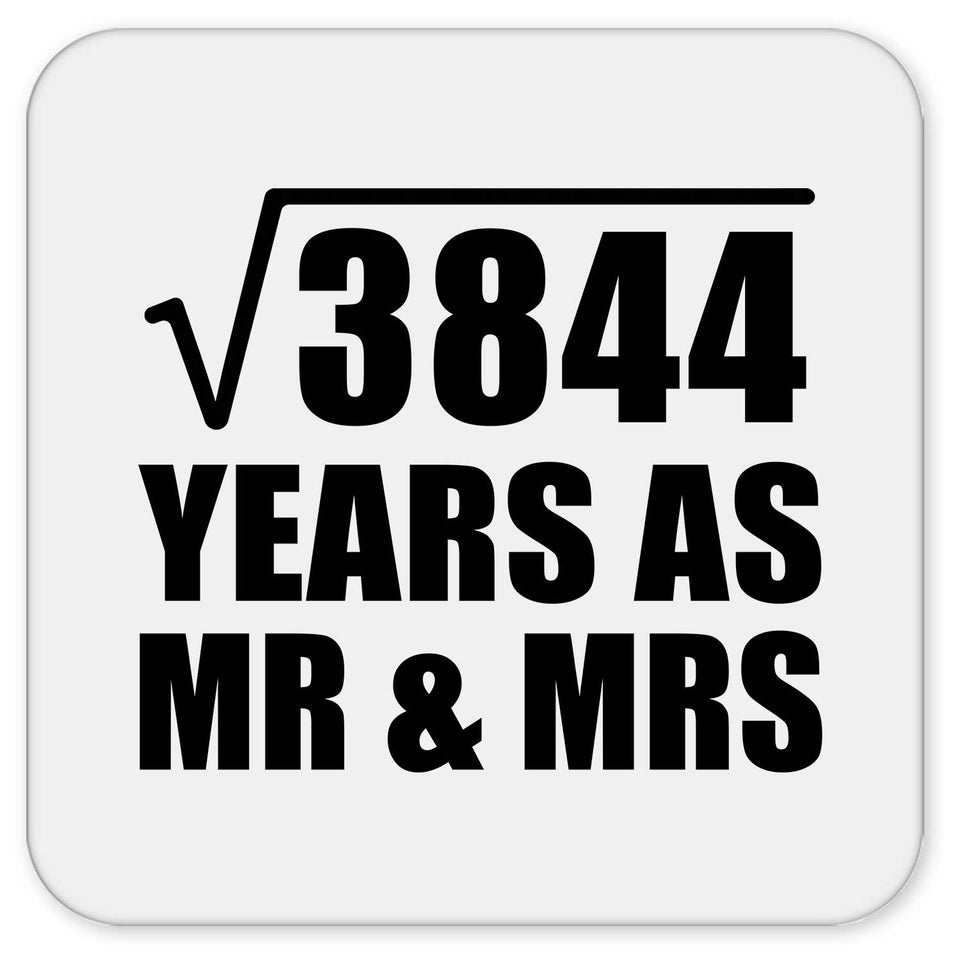 62nd Anniversary Square Root of 3844 Years As Mr & Mrs - Drink Coaster