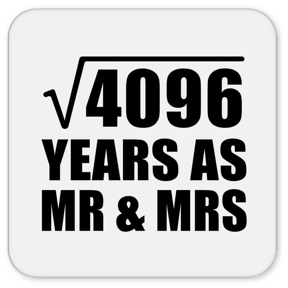 64th Anniversary Square Root of 4096 Years As Mr & Mrs - Drink Coaster