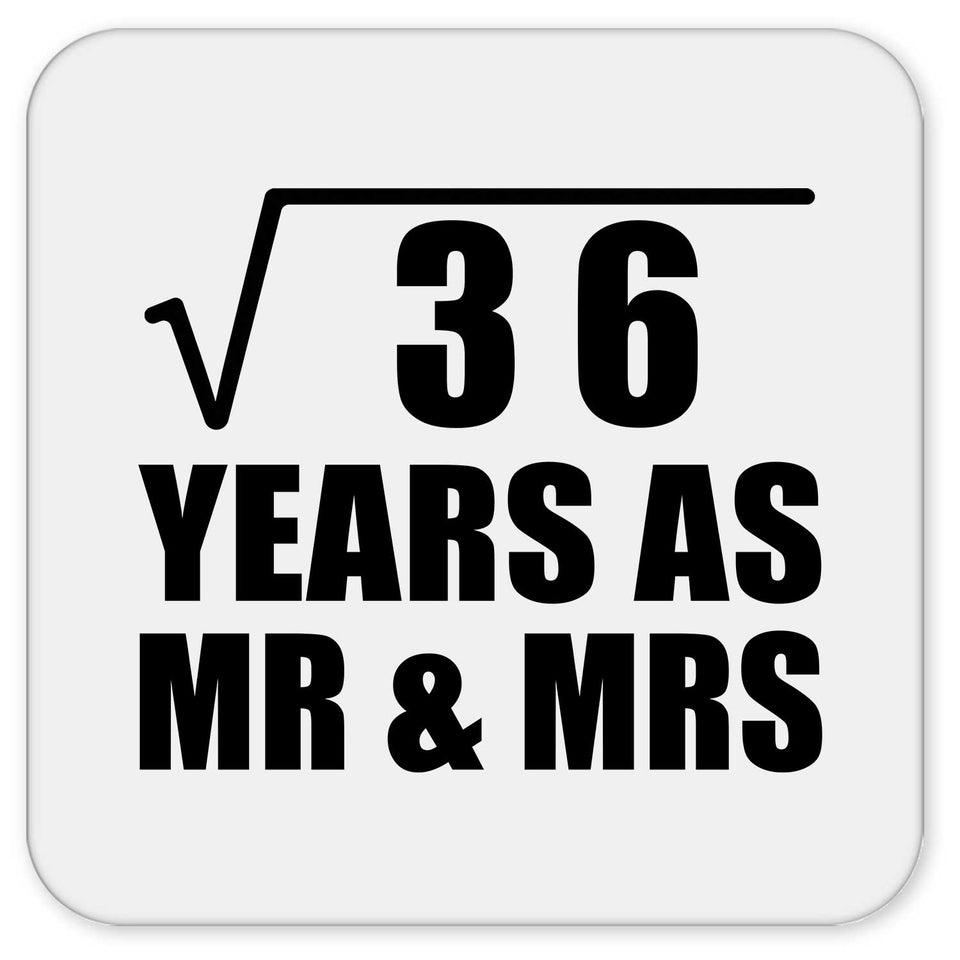 6th Anniversary Square Root of 36 Years As Mr & Mrs - Drink Coaster