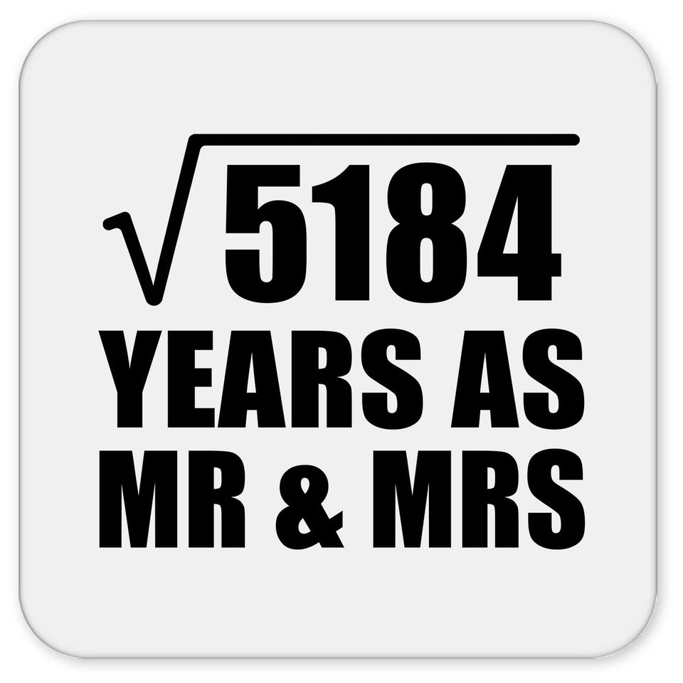 72nd Anniversary Square Root of 5184 Years As Mr & Mrs - Drink Coaster