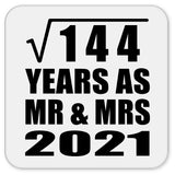 12th Anniversary Square Root of 144 Years As Mr & Mrs 2021 - Drink Coaster