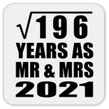 14th Anniversary Square Root of 196 Years As Mr & Mrs 2021 - Drink Coaster