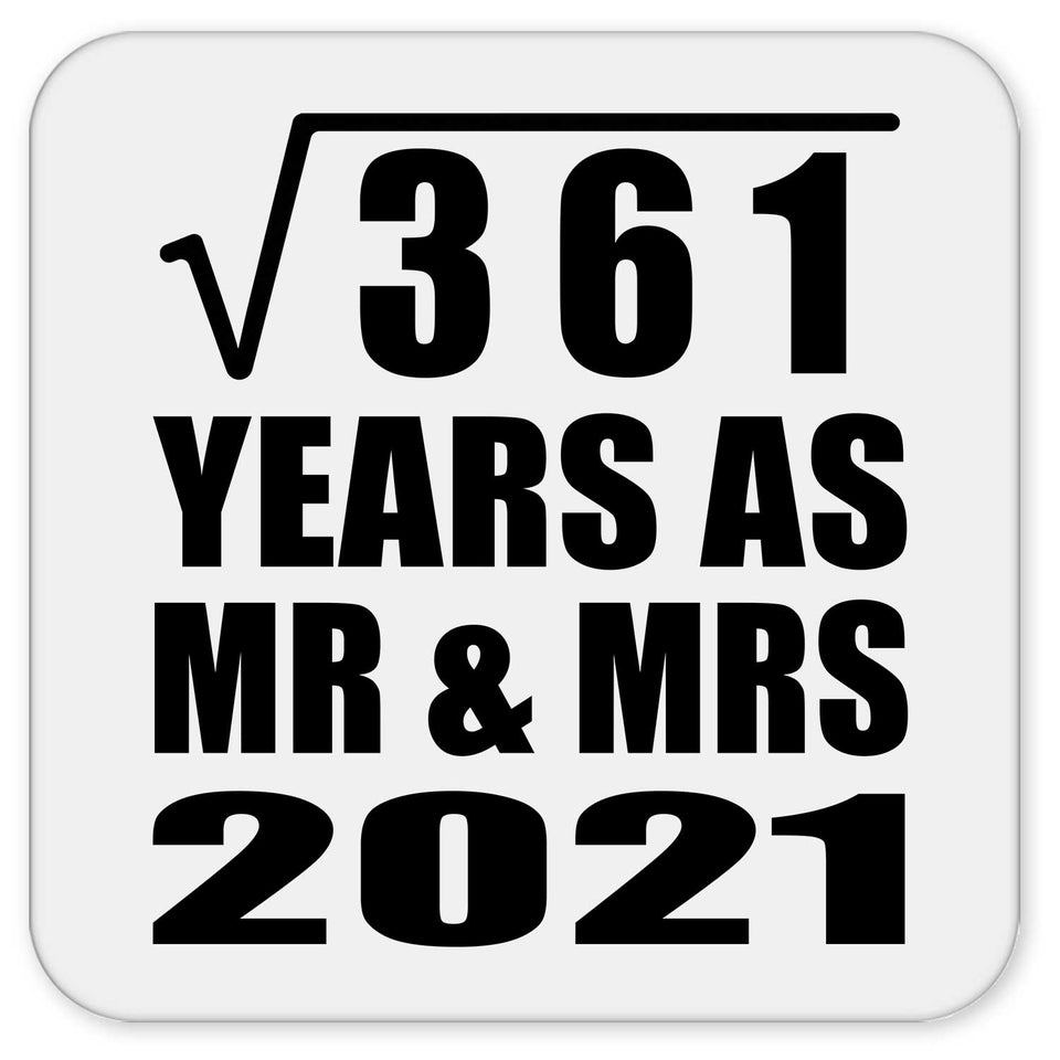 19th Anniversary Square Root of 361 Years As Mr & Mrs 2021 - Drink Coaster