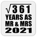 19th Anniversary Square Root of 361 Years As Mr & Mrs 2021 - Drink Coaster