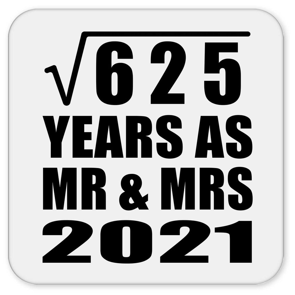 25th Anniversary Square Root of 625 Years As Mr & Mrs 2021 - Drink Coaster