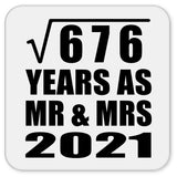 26th Anniversary Square Root of 676 Years As Mr & Mrs 2021 - Drink Coaster