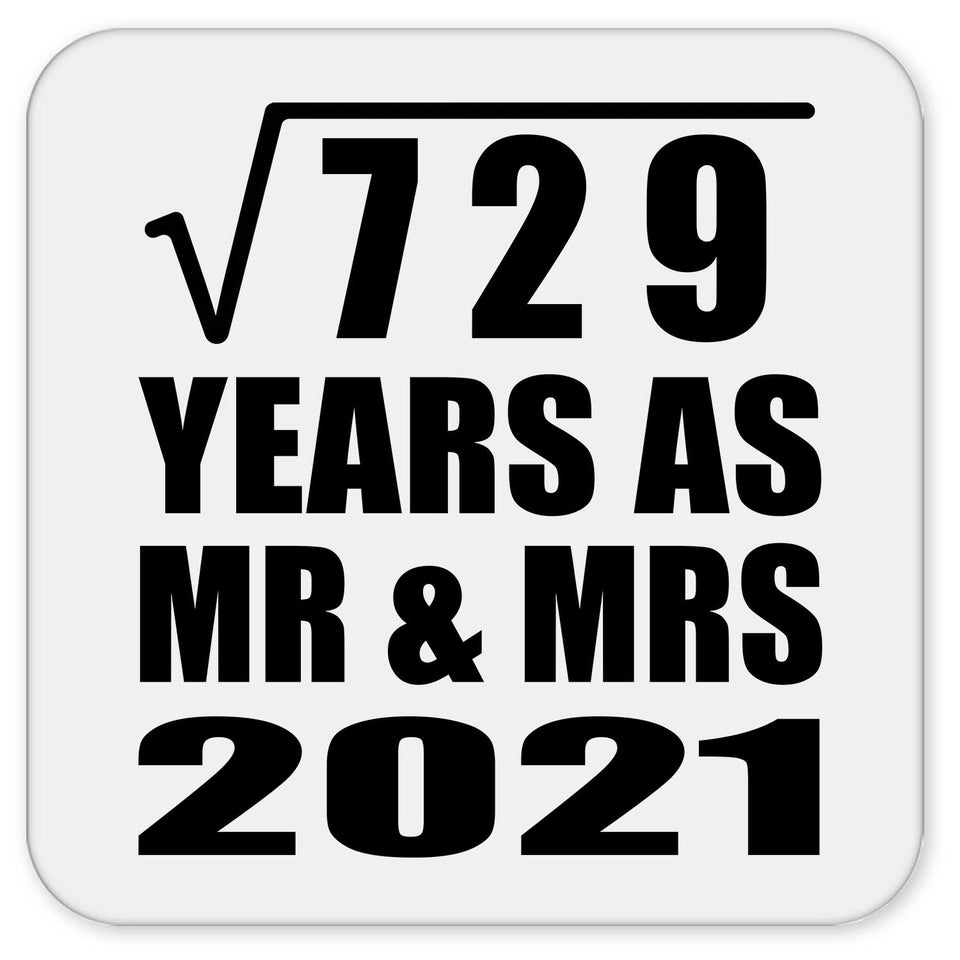 27th Anniversary Square Root of 729 Years As Mr & Mrs 2021 - Drink Coaster