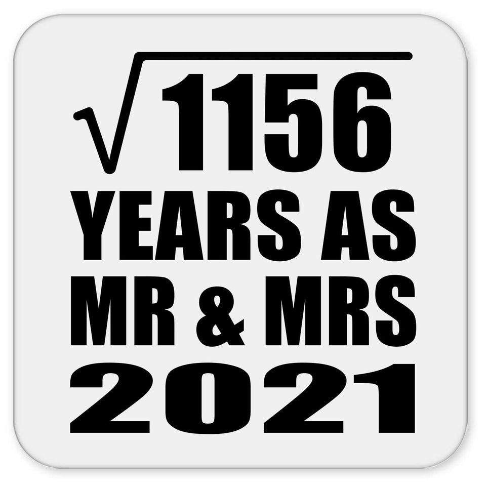 34th Anniversary Square Root of 1156 Years As Mr & Mrs 2021 - Drink Coaster