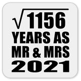 34th Anniversary Square Root of 1156 Years As Mr & Mrs 2021 - Drink Coaster