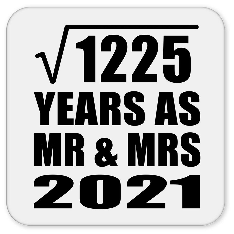 35th Anniversary Square Root of 1225 Years As Mr & Mrs 2021 - Drink Coaster