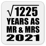 35th Anniversary Square Root of 1225 Years As Mr & Mrs 2021 - Drink Coaster