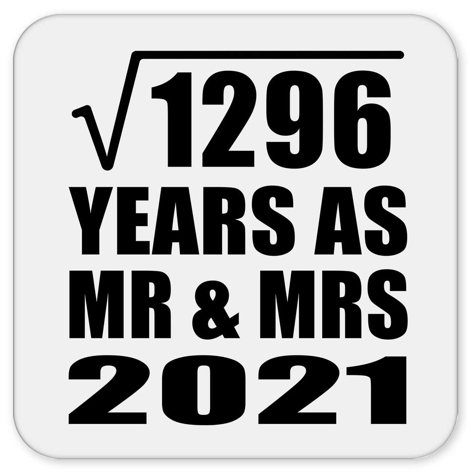 36th Anniversary Square Root of 1296 Years As Mr & Mrs 2021 - Drink Coaster