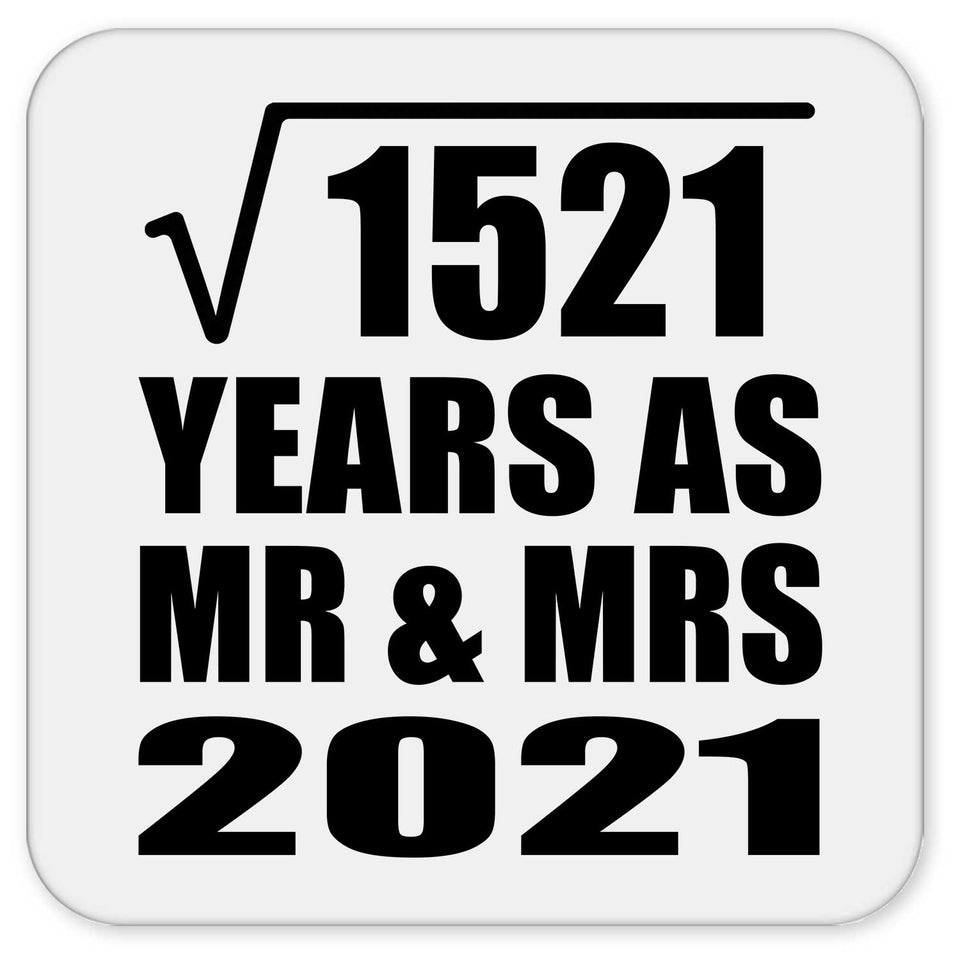 39th Anniversary Square Root of 1521 Years As Mr & Mrs 2021 - Drink Coaster