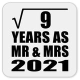 3rd Anniversary Square Root of 9 Years As Mr & Mrs 2021 - Drink Coaster