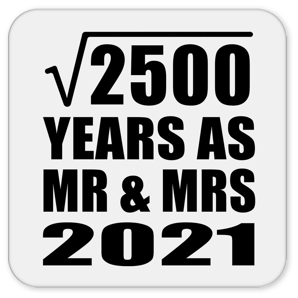 50th Anniversary Square Root of 2500 Years As Mr & Mrs 2021 - Drink Coaster