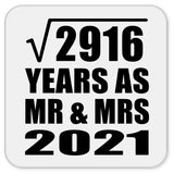 54th Anniversary Square Root of 2916 Years As Mr & Mrs 2021 - Drink Coaster