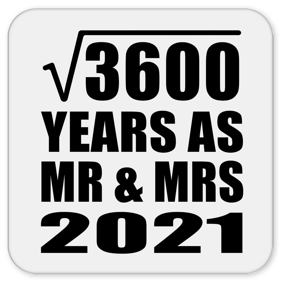 60th Anniversary Square Root of 3600 Years As Mr & Mrs 2021 - Drink Coaster