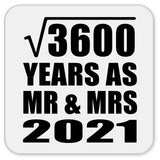 60th Anniversary Square Root of 3600 Years As Mr & Mrs 2021 - Drink Coaster