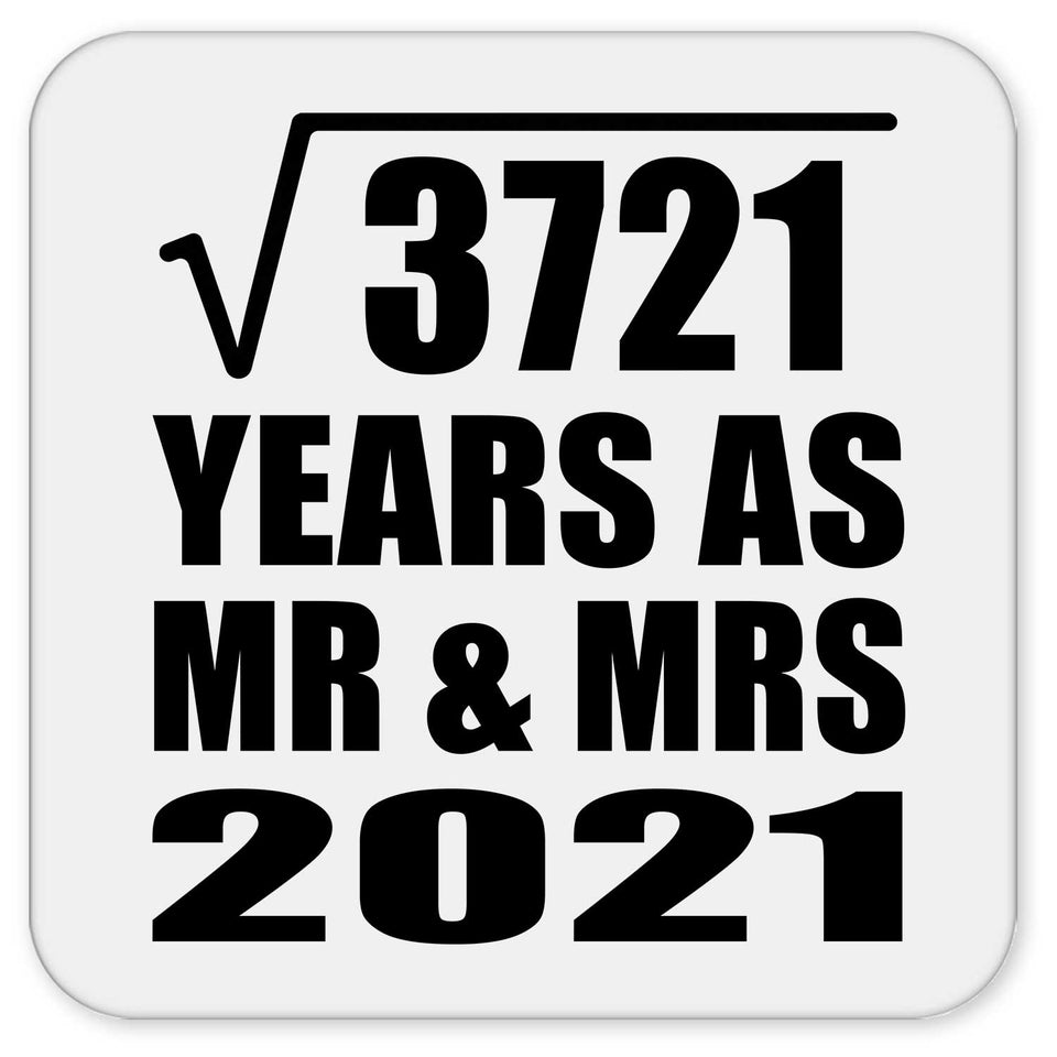 61st Anniversary Square Root of 3721 Years As Mr & Mrs 2021 - Drink Coaster