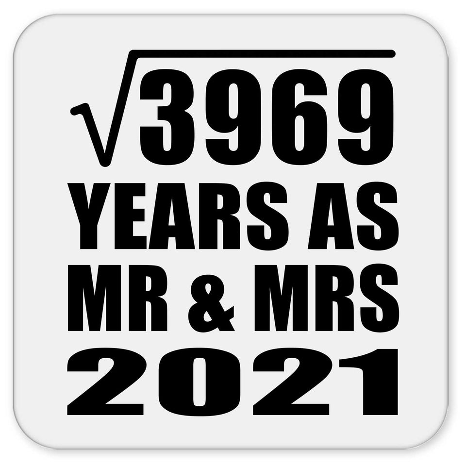 63rd Anniversary Square Root of 3969 Years As Mr & Mrs 2021 - Drink Coaster