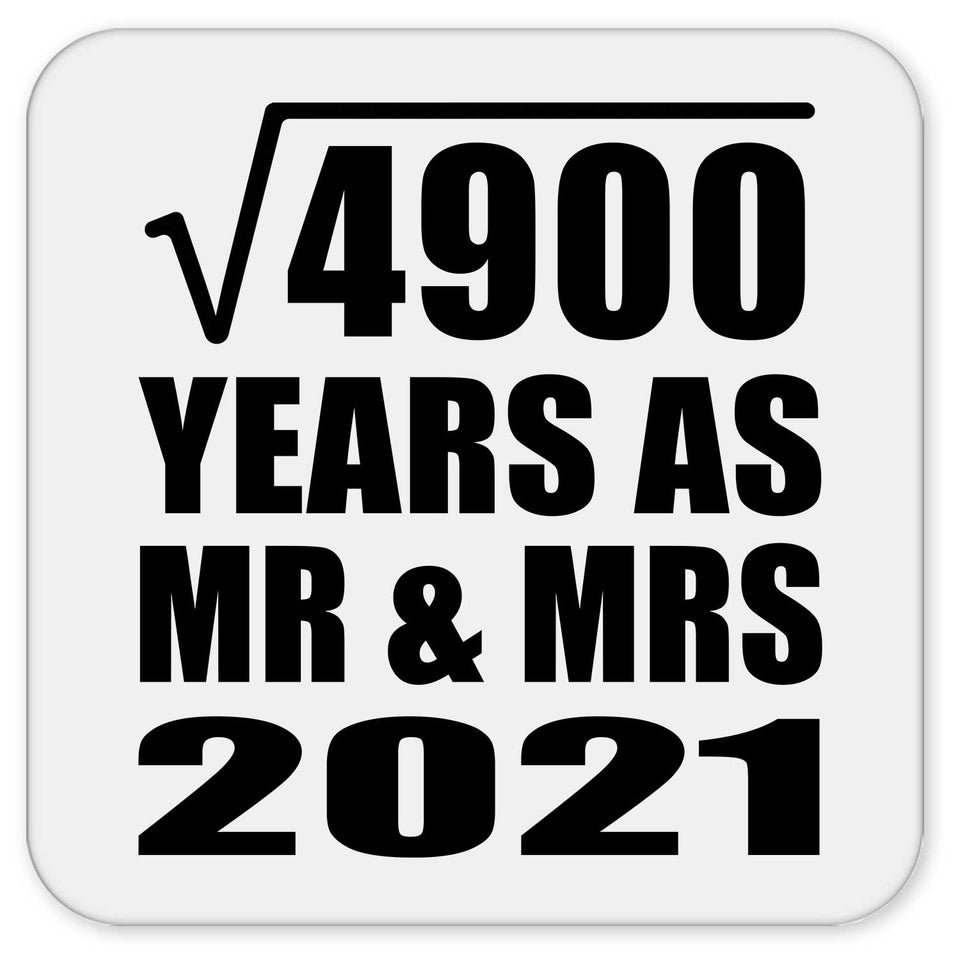 70th Anniversary Square Root of 4900 Years As Mr & Mrs 2021 - Drink Coaster