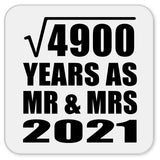 70th Anniversary Square Root of 4900 Years As Mr & Mrs 2021 - Drink Coaster