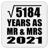 72nd Anniversary Square Root of 5184 Years As Mr & Mrs 2021 - Drink Coaster
