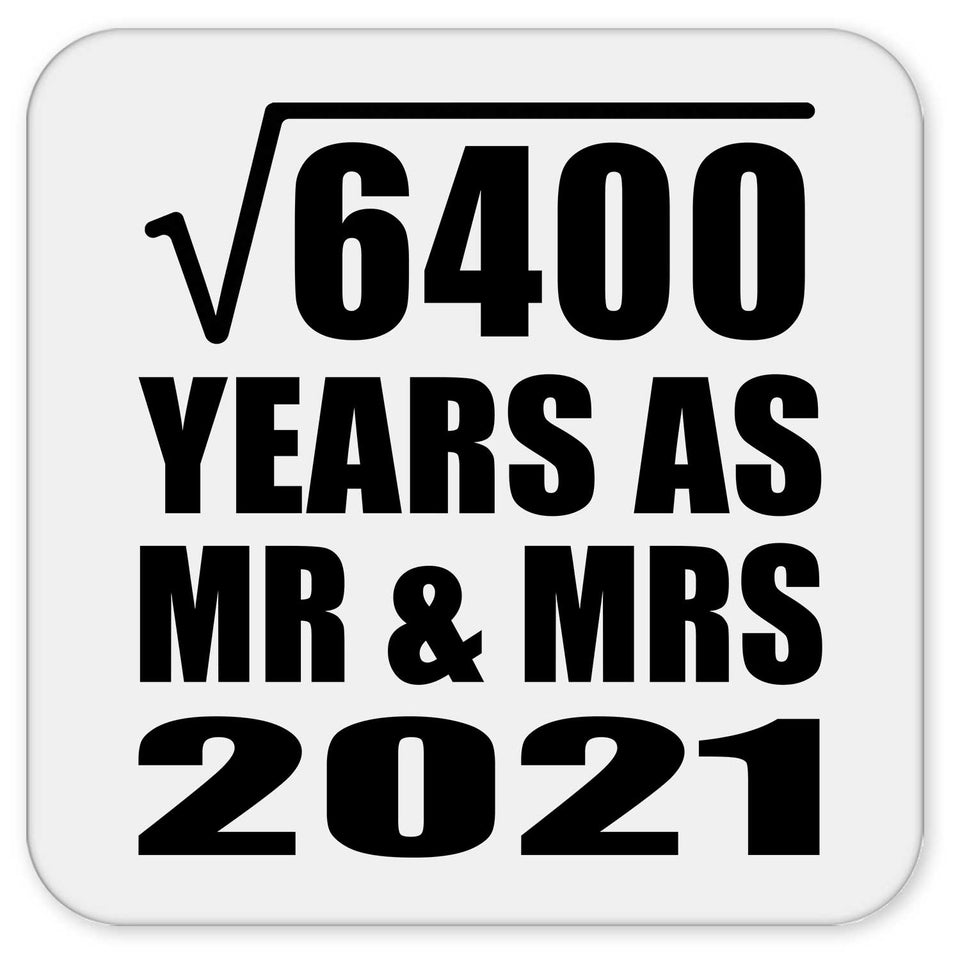 80th Anniversary Square Root of 6400 Years As Mr & Mrs 2021 - Drink Coaster