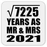 85th Anniversary Square Root of 7225 Years As Mr & Mrs 2021 - Drink Coaster