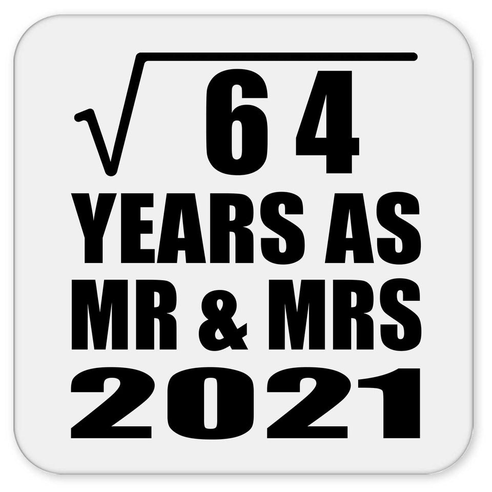 8th Anniversary Square Root of 64 Years As Mr & Mrs 2021 - Drink Coaster