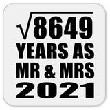 93rd Anniversary Square Root of 8649 Years As Mr & Mrs 2021 - Drink Coaster