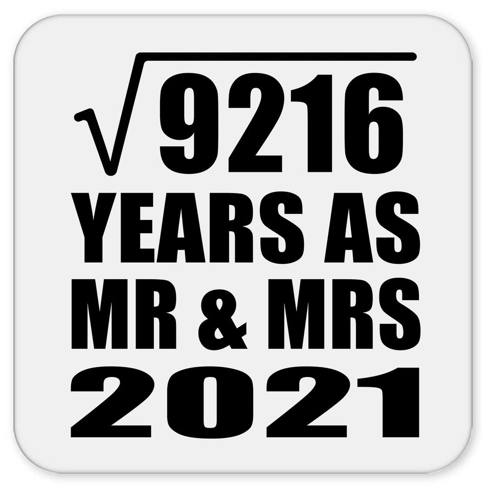 96th Anniversary Square Root of 9216 Years As Mr & Mrs 2021 - Drink Coaster