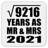 96th Anniversary Square Root of 9216 Years As Mr & Mrs 2021 - Drink Coaster