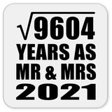 98th Anniversary Square Root of 9604 Years As Mr & Mrs 2021 - Drink Coaster