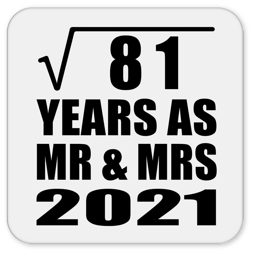 9th Anniversary Square Root of 81 Years As Mr & Mrs 2021 - Drink Coaster