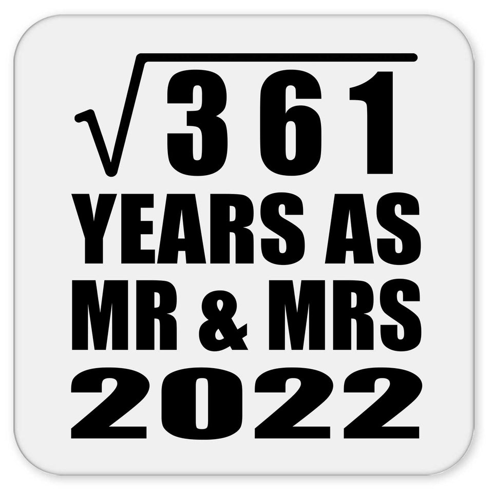 19th Anniversary Square Root of 361 Years As Mr & Mrs 2022 - Drink Coaster