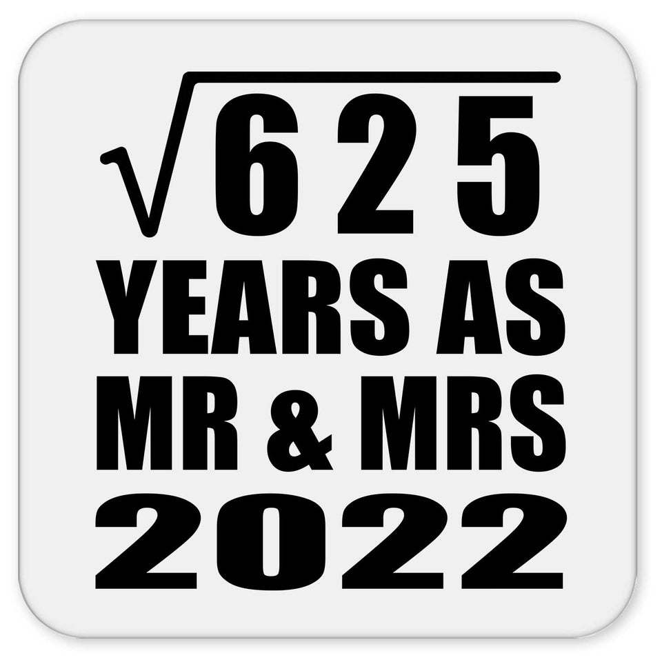 25th Anniversary Square Root of 625 Years As Mr & Mrs 2022 - Drink Coaster
