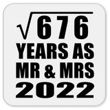 26th Anniversary Square Root of 676 Years As Mr & Mrs 2022 - Drink Coaster