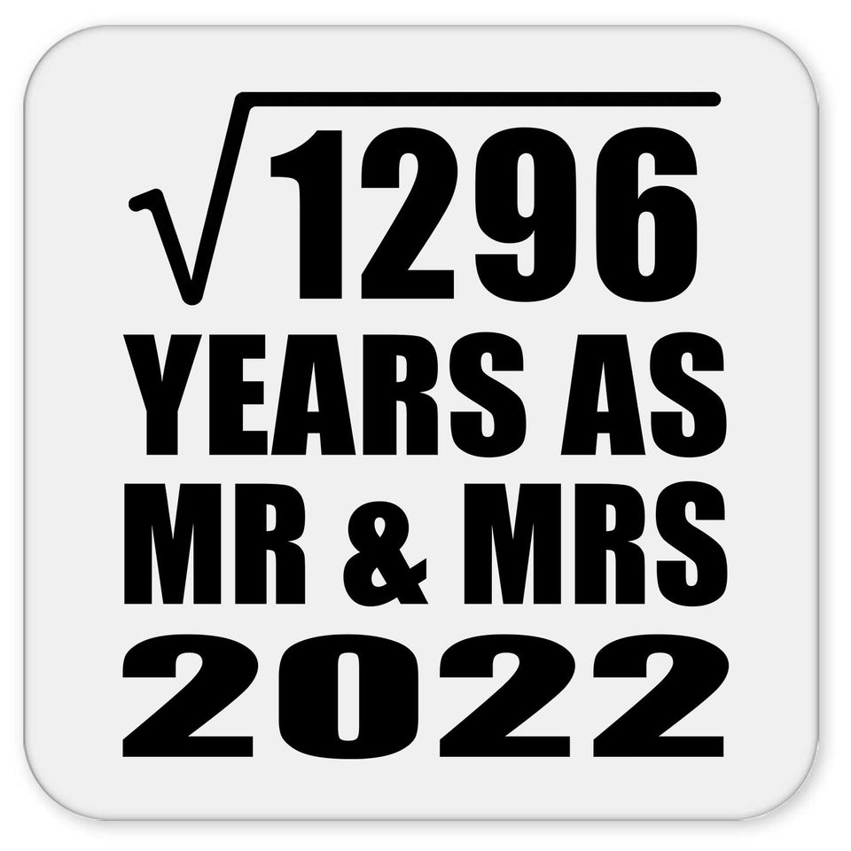 36th Anniversary Square Root of 1296 Years As Mr & Mrs 2022 - Drink Coaster