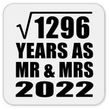 36th Anniversary Square Root of 1296 Years As Mr & Mrs 2022 - Drink Coaster