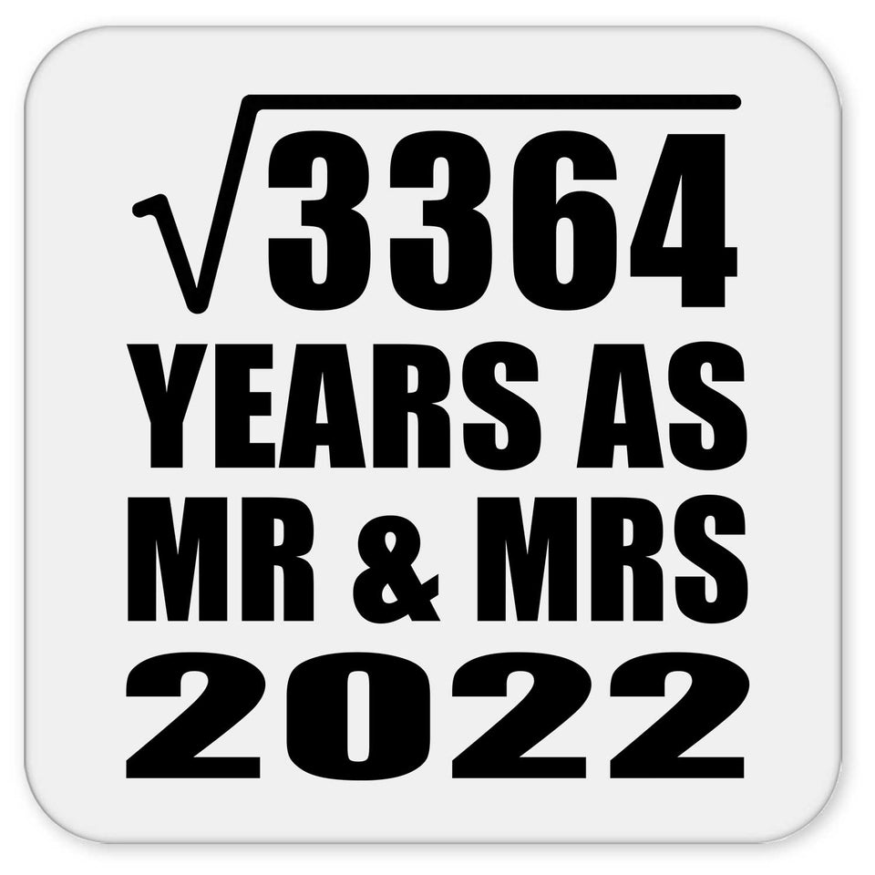 58th Anniversary Square Root of 3364 Years As Mr & Mrs 2022 - Drink Coaster