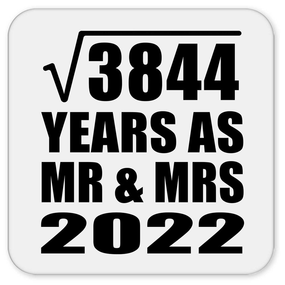62nd Anniversary Square Root of 3844 Years As Mr & Mrs 2022 - Drink Coaster