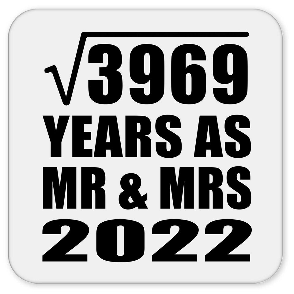 63rd Anniversary Square Root of 3969 Years As Mr & Mrs 2022 - Drink Coaster
